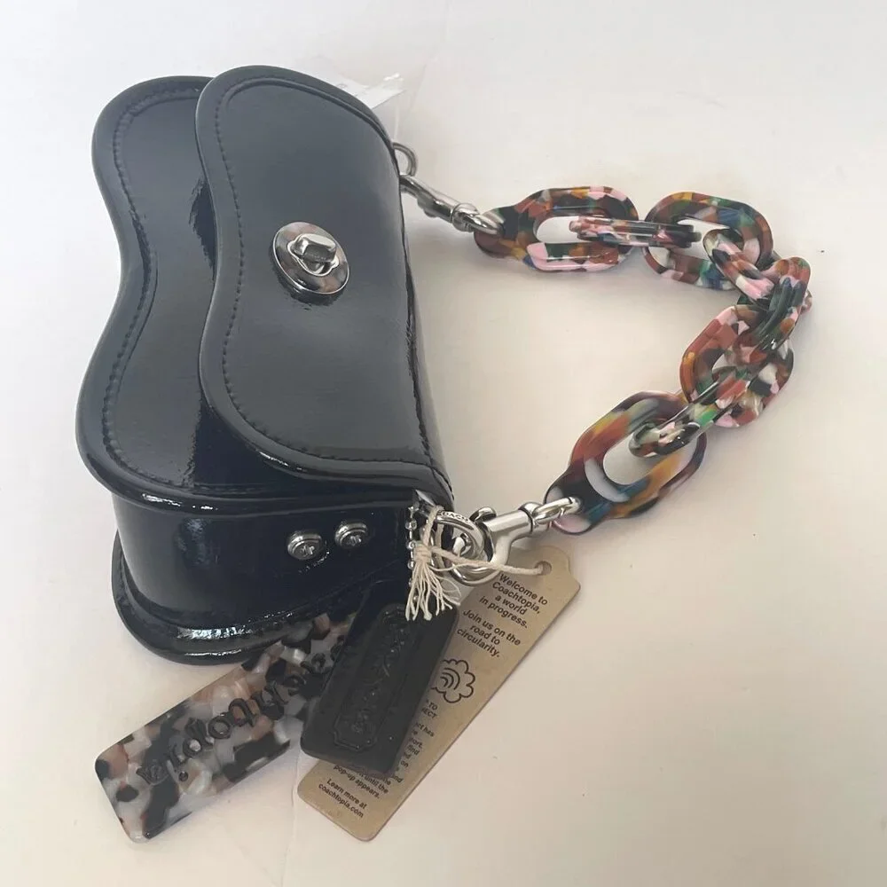 Coach Coachtopia Mini Wavy Dinky Bag CQ853 Black Patent Crossbody